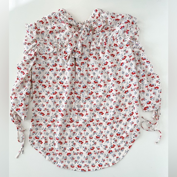 Veronica beard Howell Floral Print Silk Ruffle Blouse Top size 0 - Picture 6 of 12